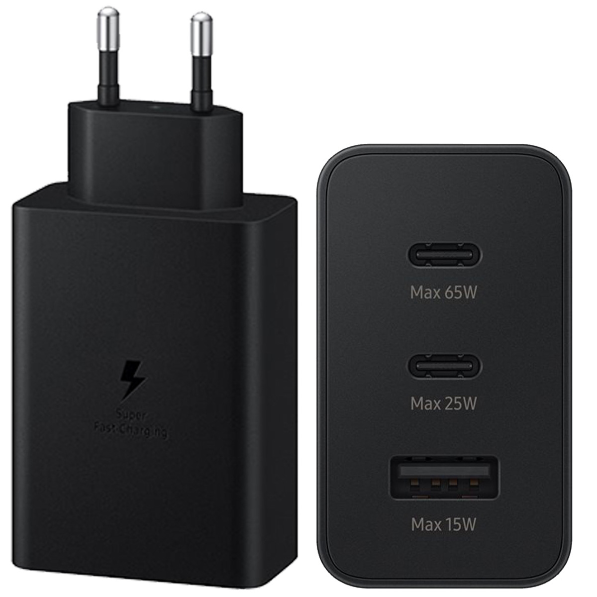Samsung Originele Power Adapter Trio – Oplader – 2x USB-C en 1x USB aansluiting – Fast Charge – 65W – Zwart