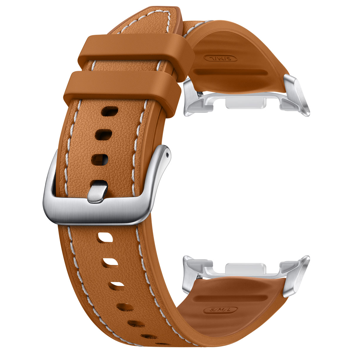 Originele Hybrid Vegan Leather bandje Samsung Galaxy Watch 8 (40/44mm) / Classic (46mm) - Camel - Afbeelding 3