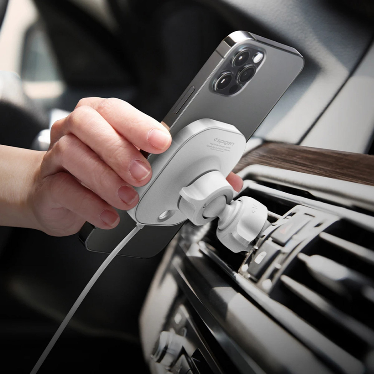 Spigen Car Mount MagFit Car Holder MagSafe - Wit - Afbeelding 7