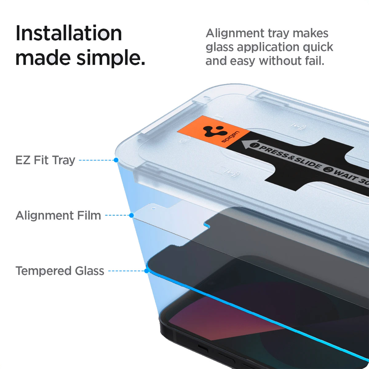 Spigen GLAStR Privacy Screenprotector + Applicator Apple iPhone 13 / 13 Pro - Afbeelding 4