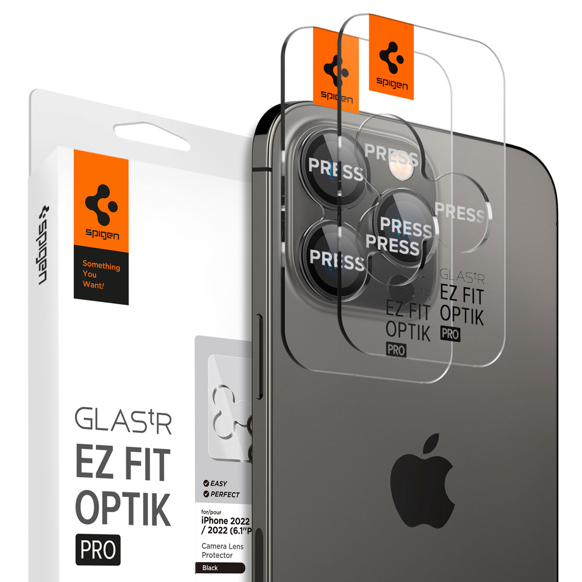 Spigen GLAStR EZ Fit Optik Camera Protector 2 Pack Apple iPhone 14 Pro / 14 Pro Max – Black