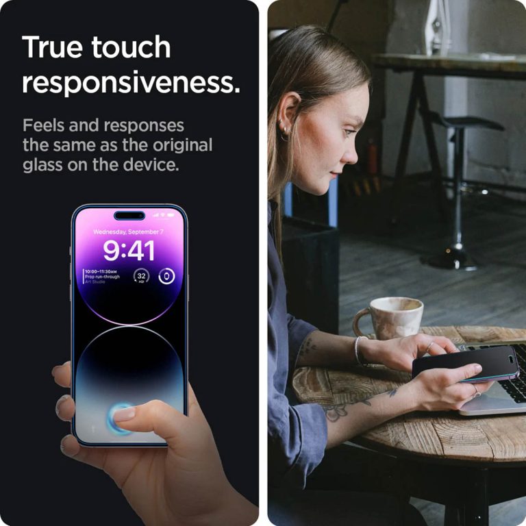Spigen GLAStR Privacy EZ Fit Screenprotector + Applicator Apple iPhone 14 Pro - Afbeelding 3