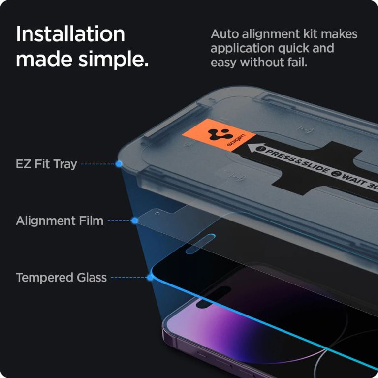 Spigen GLAStR Privacy EZ Fit Screenprotector + Applicator Apple iPhone 14 Pro - Afbeelding 2