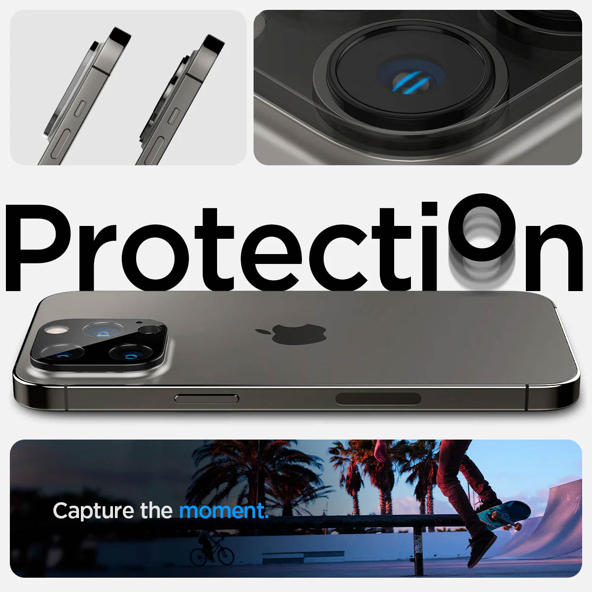 Spigen GLAStR Camera Protector Glas 2 Pack Apple iPhone 14 Pro / 14 Pro Max - Zwart - Afbeelding 4