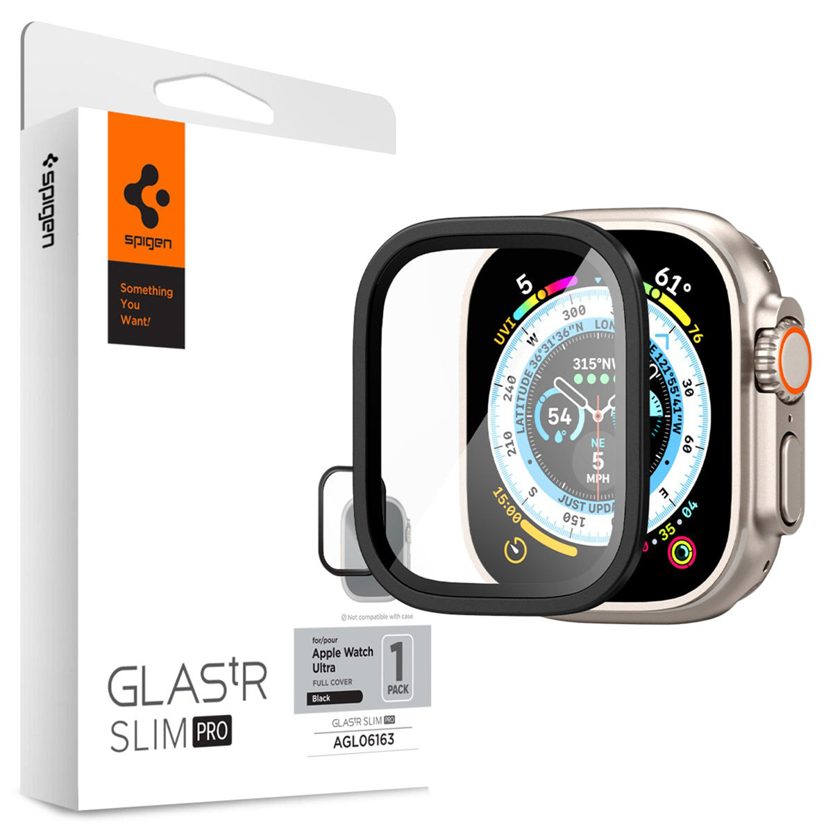 Spigen Glas.tR Slim Pro Screen Protector Apple Watch Ultra 1 / 2 – 49 mm – Zwart