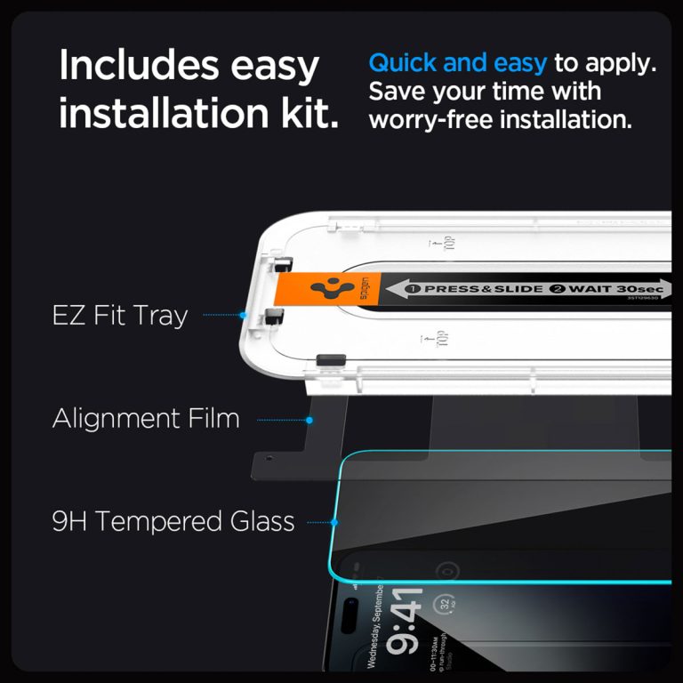 Spigen GLAStR Privacy EZ Fit Screenprotector + Applicator Apple iPhone 15 Pro Max - Afbeelding 8