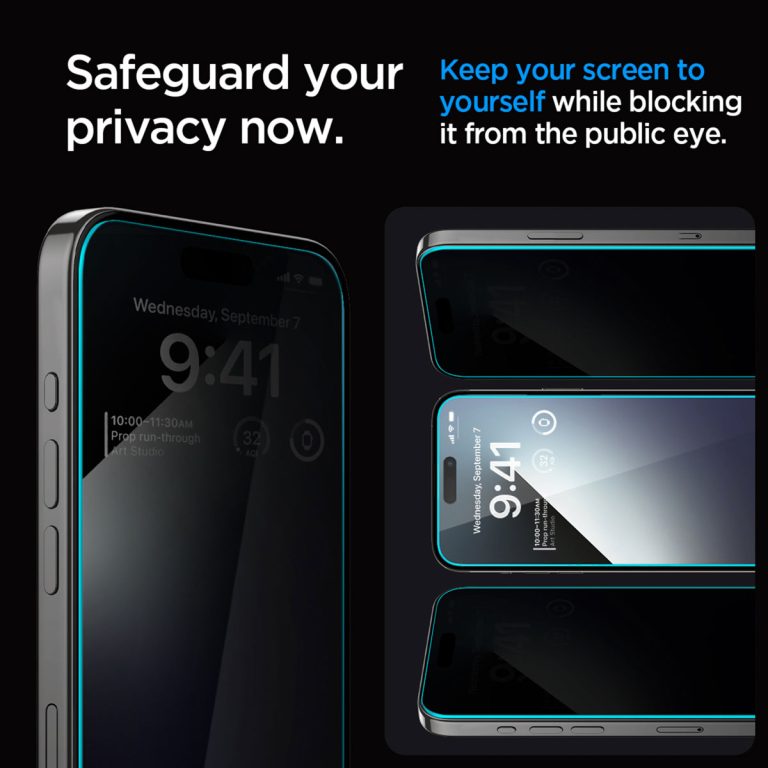 Spigen GLAStR Privacy EZ Fit Screenprotector + Applicator Apple iPhone 15 Pro - Afbeelding 9