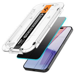 Spigen GLAStR Privacy EZ Fit Screenprotector + Applicator Apple iPhone 15 Pro