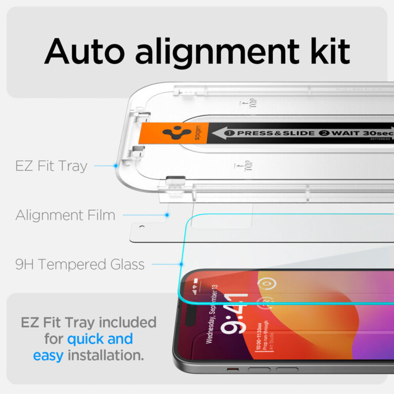 Spigen GLAStR EZ Fit Screenprotector + Applicator 2-pack Apple iPhone 16 / 15 - Afbeelding 7