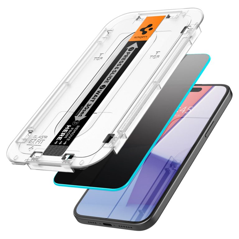 Spigen GLAStR Privacy EZ Fit Screenprotector + Applicator Apple iPhone 15 - Afbeelding 2