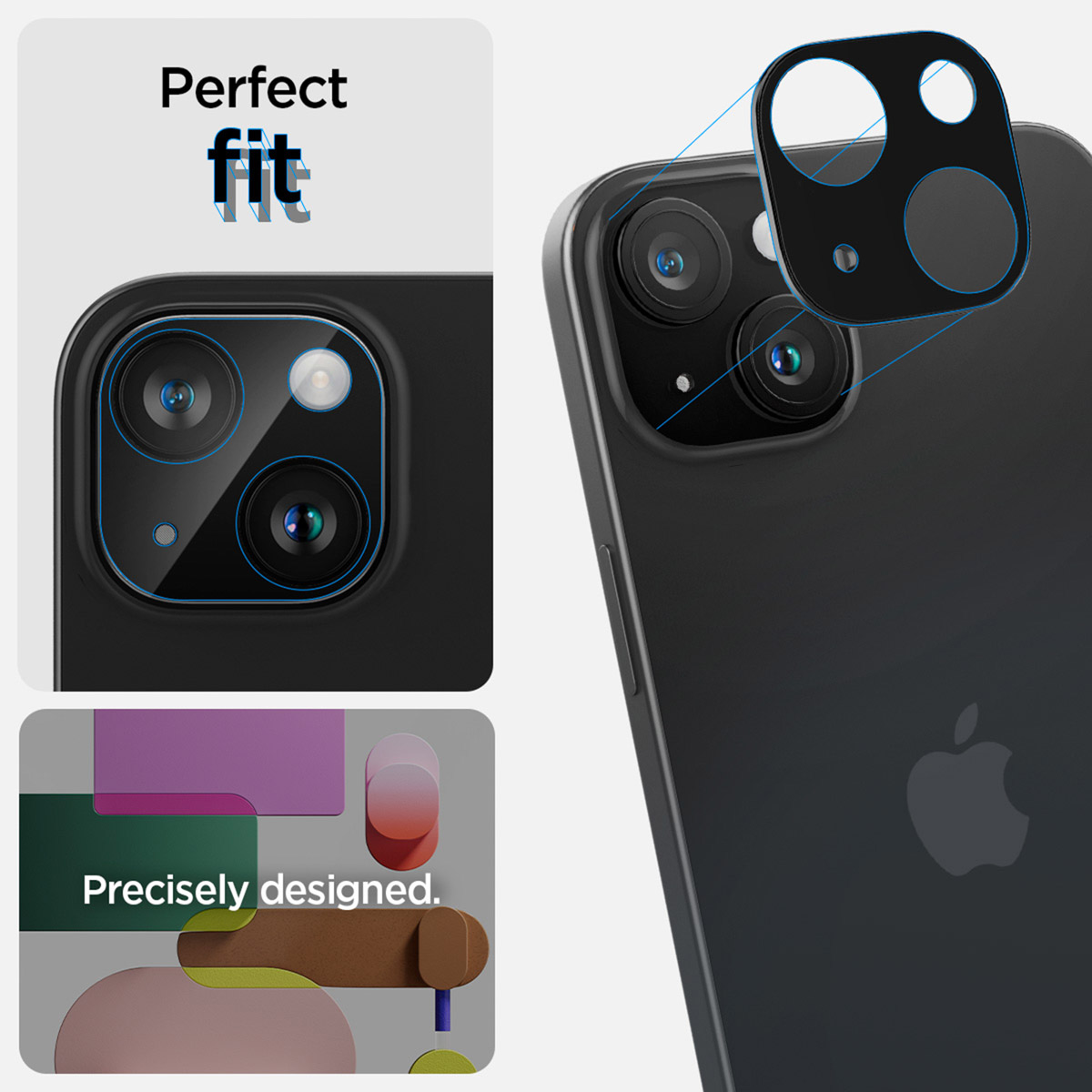 Spigen GLAStR EZ Fit Optik Camera Protector 2 Pack Apple iPhone 15 / 15 Plus - Black - Afbeelding 8