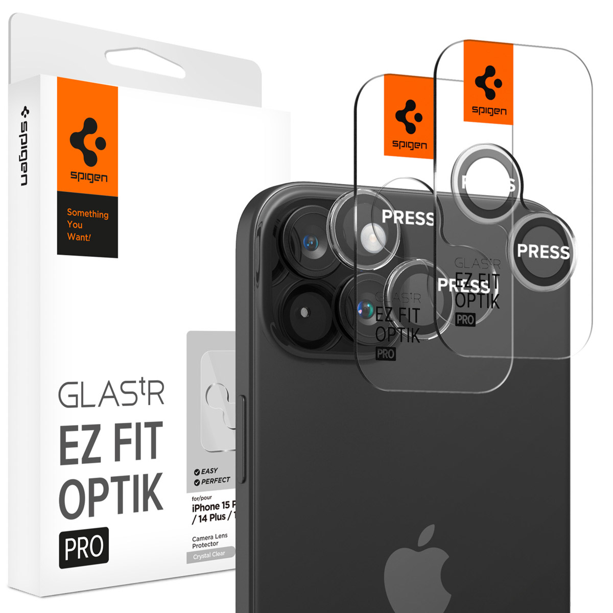 Spigen GLAStR EZ Fit Optik Pro Camera Protector 2 Pack Apple iPhone 15 / 15 Plus – Crystal Clear
