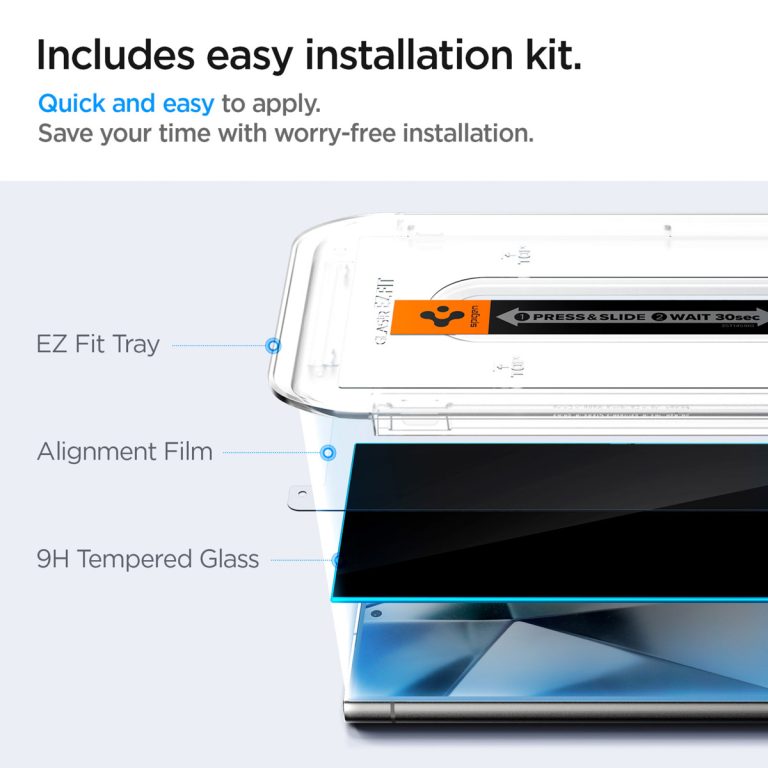 Spigen GLAStR Privacy EZ Fit Screenprotector + Applicator Samsung Galaxy S24 Ultra - Afbeelding 8