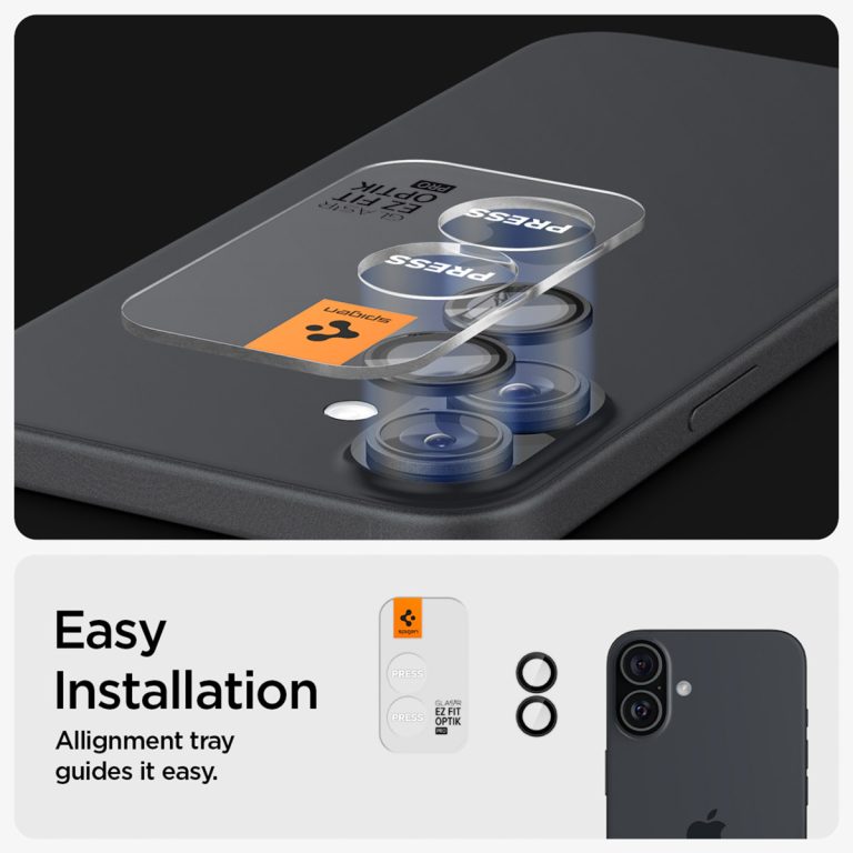 Spigen GLAStR EZ Fit Optik Pro Camera Protector 2 Pack Apple iPhone 16 / 16 Plus - Black - Afbeelding 8