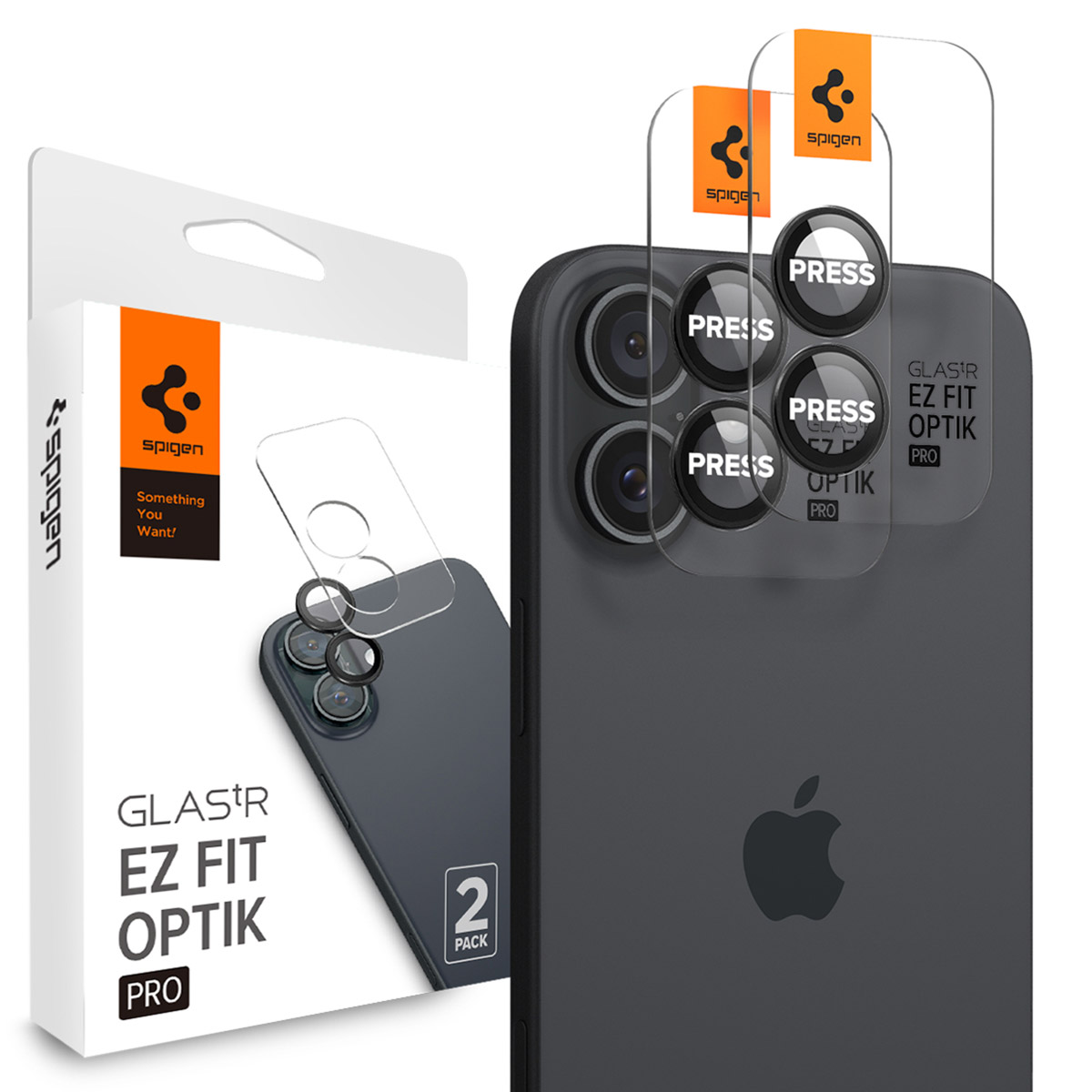 Spigen GLAStR EZ Fit Optik Pro Camera Protector 2 Pack Apple iPhone 16 / 16 Plus – Black