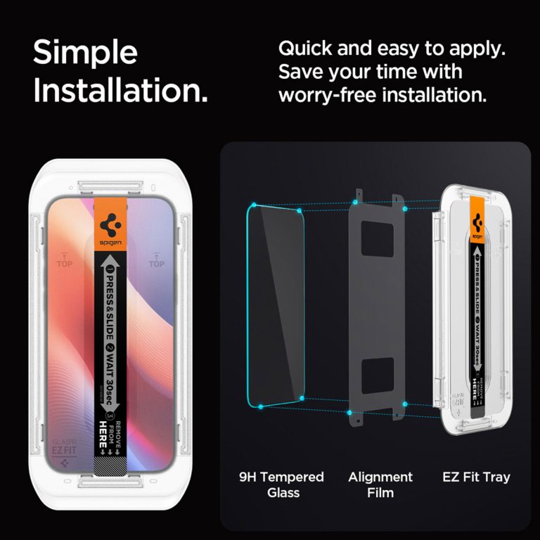 Spigen GLAStR Privacy EZ Fit Screenprotector + Applicator Apple iPhone 16 Pro - Afbeelding 9