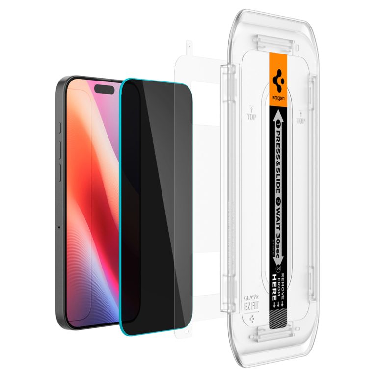 Spigen GLAStR Privacy EZ Fit Screenprotector + Applicator Apple iPhone 16 Pro - Afbeelding 3