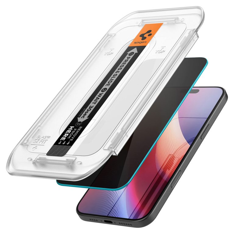 Spigen GLAStR Privacy EZ Fit Screenprotector + Applicator Apple iPhone 16 Pro - Afbeelding 4
