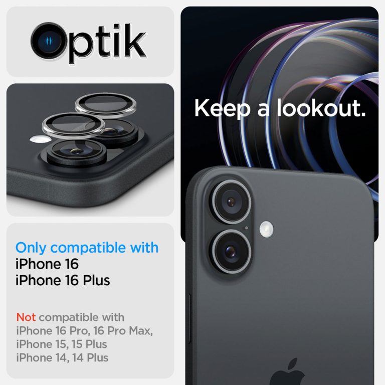 Spigen GLAStR EZ Fit Optik Pro Camera Protector 2 Pack Apple iPhone 16 / 16 Plus - Black - Afbeelding 5