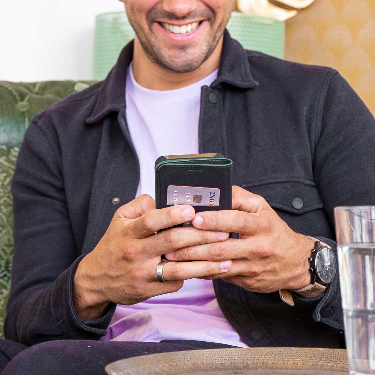 Accezz Premium Leather Slim Bookcase Apple iPhone 12 (Pro) - Groen - Afbeelding 3