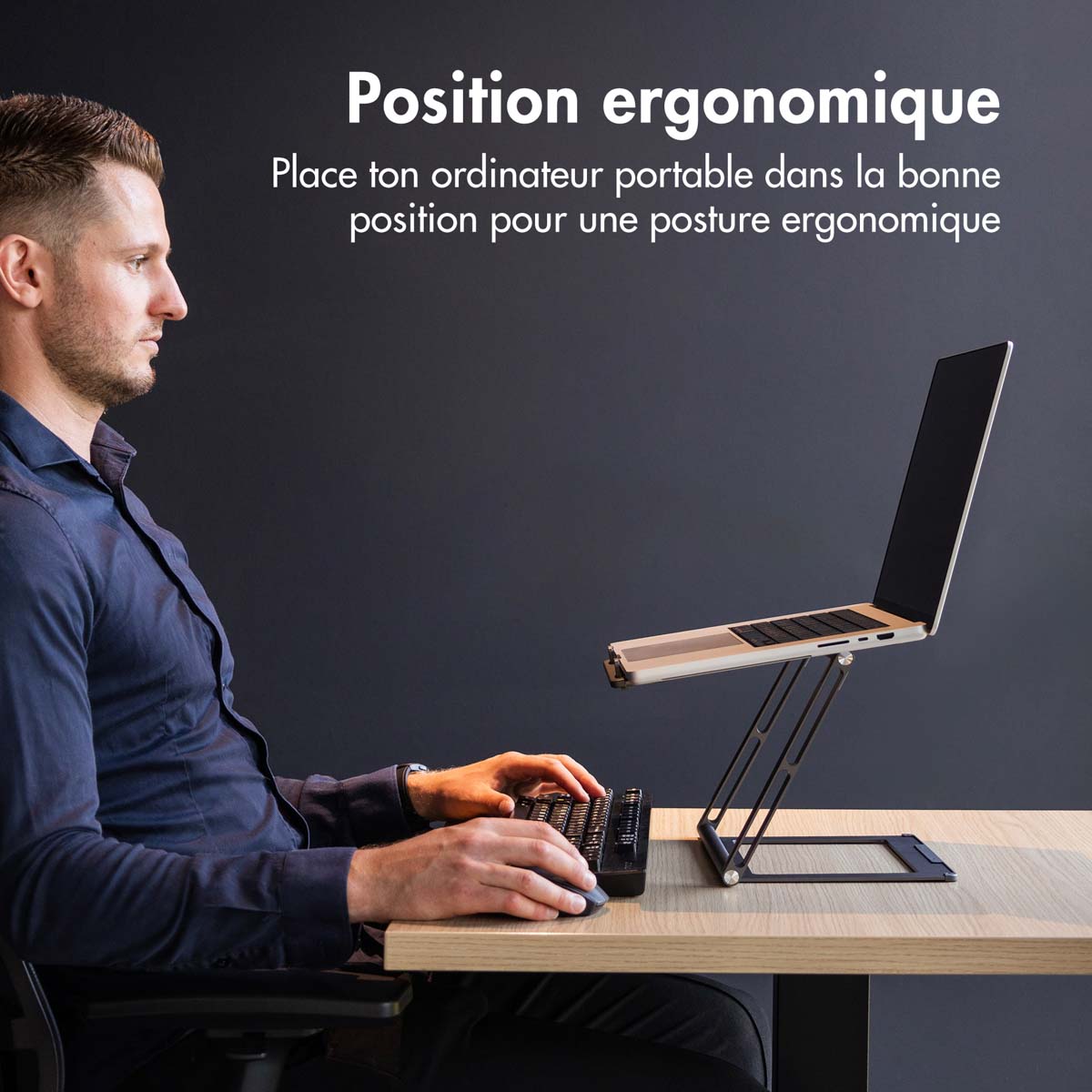 Accezz Origami Laptop Stand - Laptop standaard - Verstelbaar en opvouwbaar - Universeel - Donkergrijs - Afbeelding 5