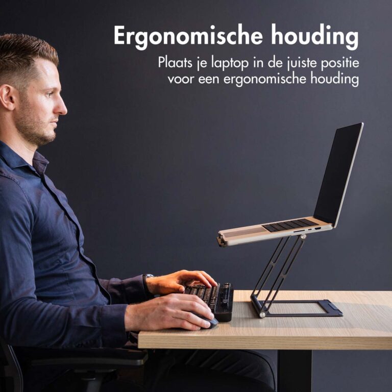 Accezz Origami Laptop Stand - Laptop standaard - Verstelbaar en opvouwbaar - Universeel - Donkergrijs - Afbeelding 5