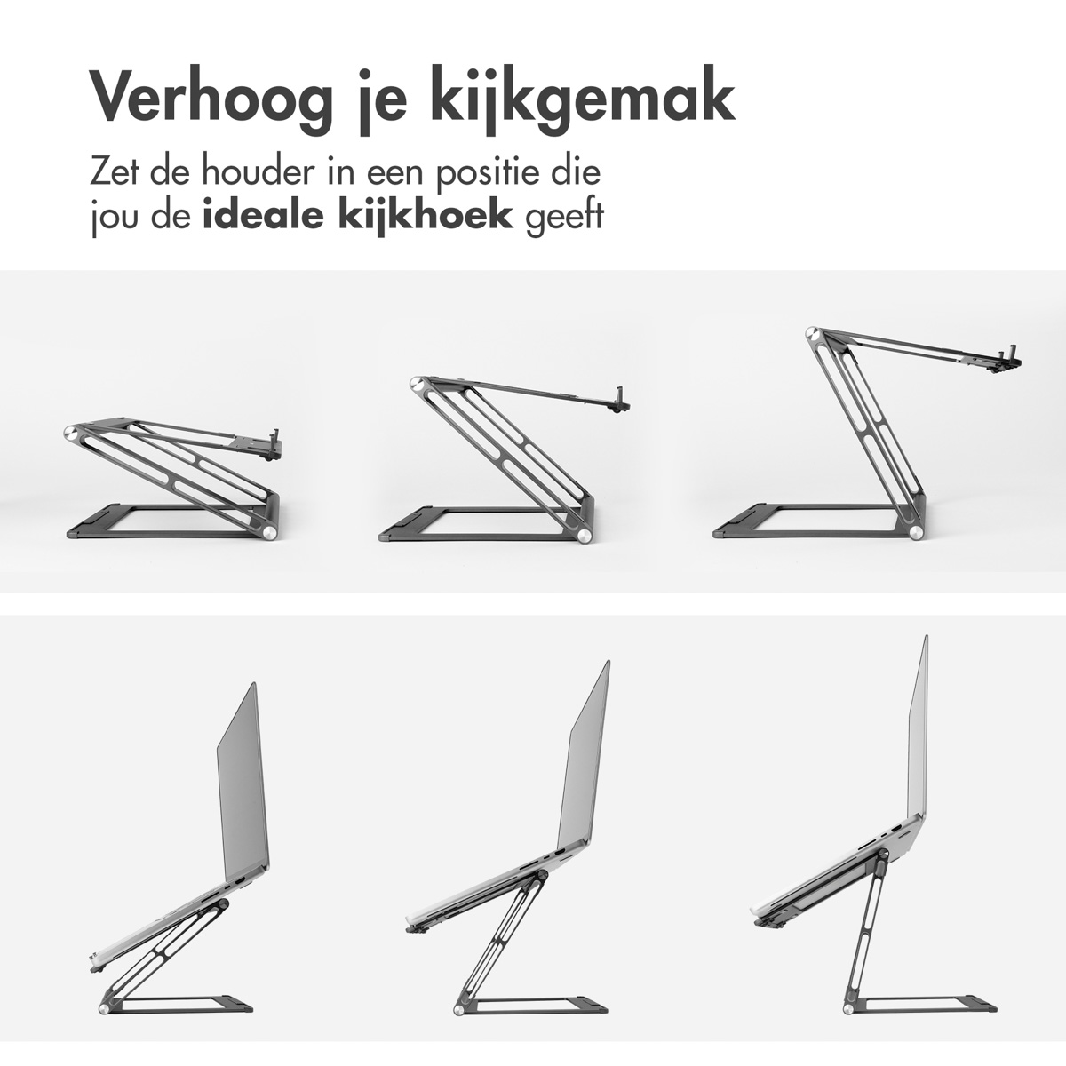 Accezz Origami Laptop Stand - Laptop standaard - Verstelbaar en opvouwbaar - Universeel - Donkergrijs - Afbeelding 4