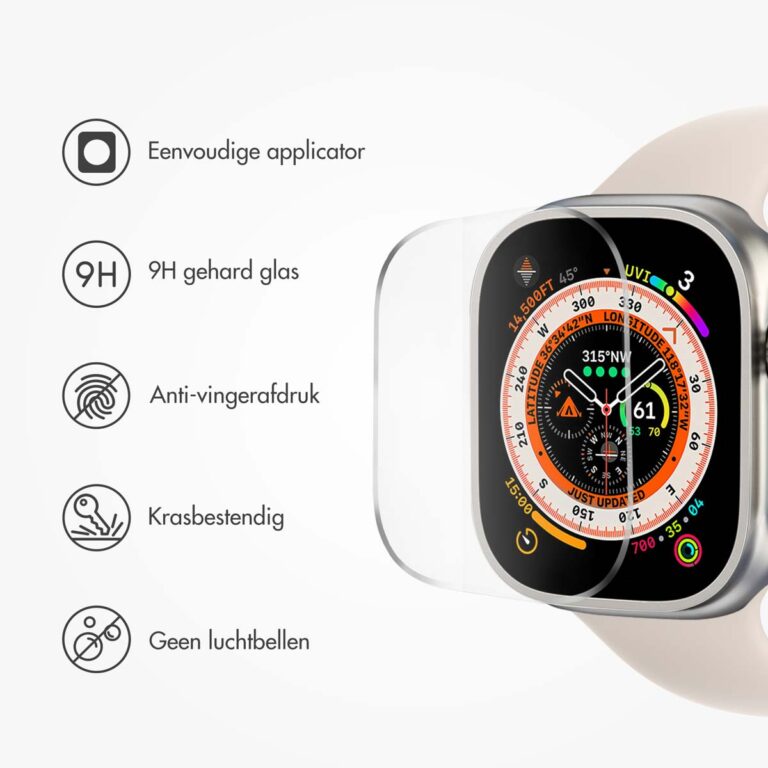 Accezz Gehard glas screenprotector met applicator Apple Watch Ultra (2) - 49 mm - Afbeelding 4