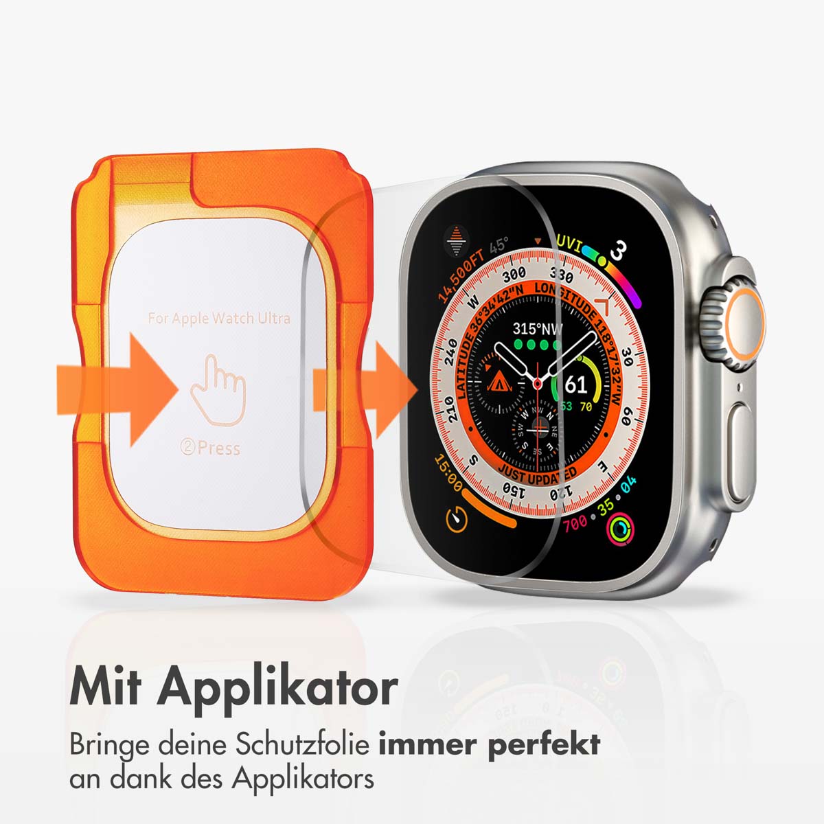 Accezz Gehard glas screenprotector met applicator Apple Watch Ultra 1 / 2 / 3 - 49 mm - Afbeelding 6