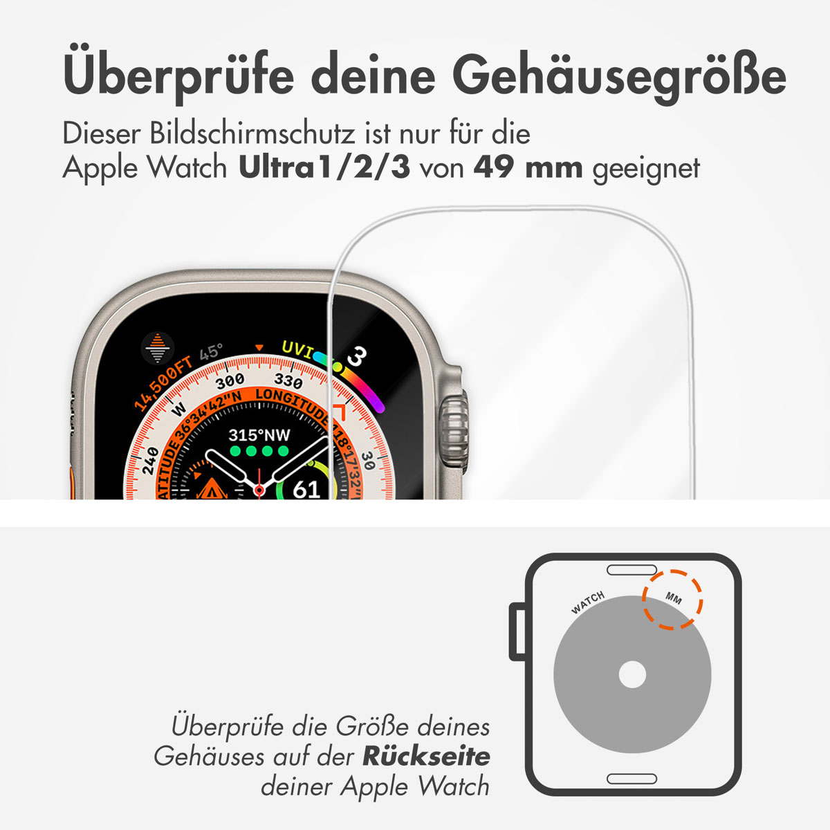 Accezz Gehard glas screenprotector met applicator Apple Watch Ultra 1 / 2 / 3 - 49 mm - Afbeelding 9