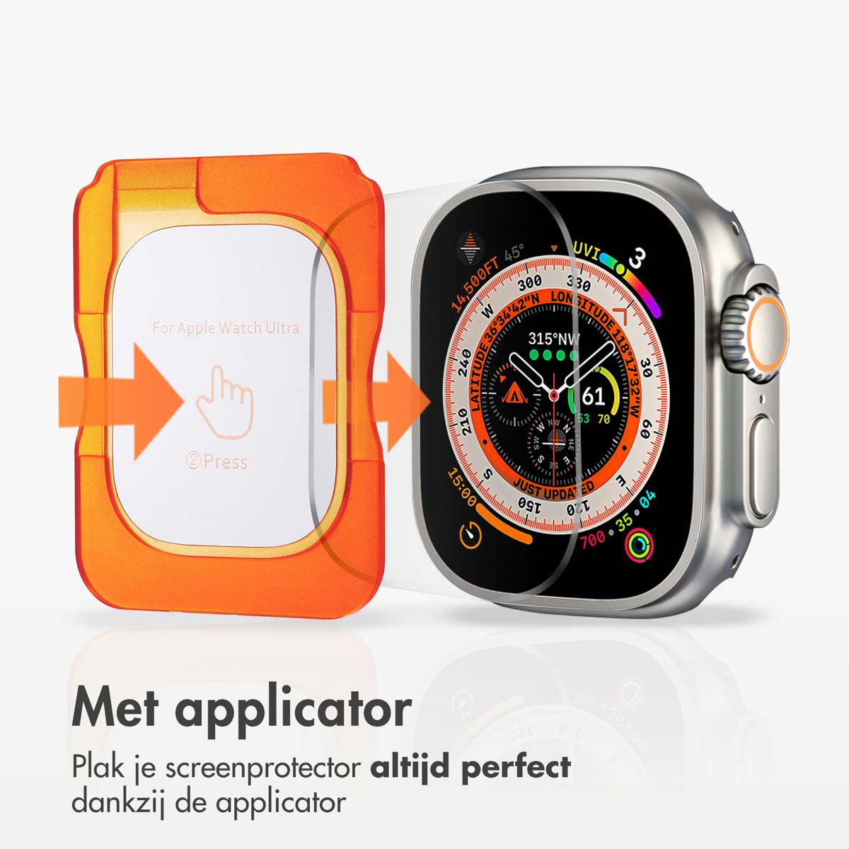 Accezz Gehard glas screenprotector met applicator Apple Watch Ultra 1 / 2 / 3 - 49 mm - Afbeelding 4