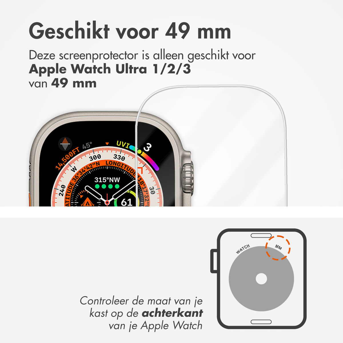 Accezz Gehard glas screenprotector met applicator Apple Watch Ultra 1 / 2 / 3 - 49 mm - Afbeelding 7