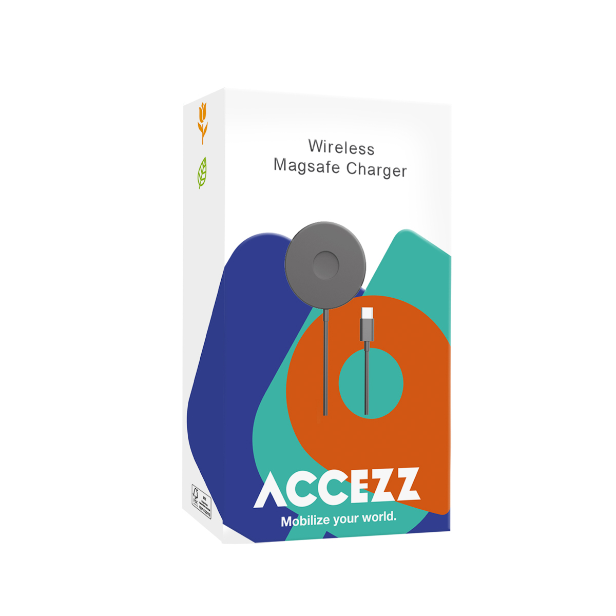 Accezz Wireless Charger USB-C – MagSafe Draadloze Oplader – 1 meter – Zwart