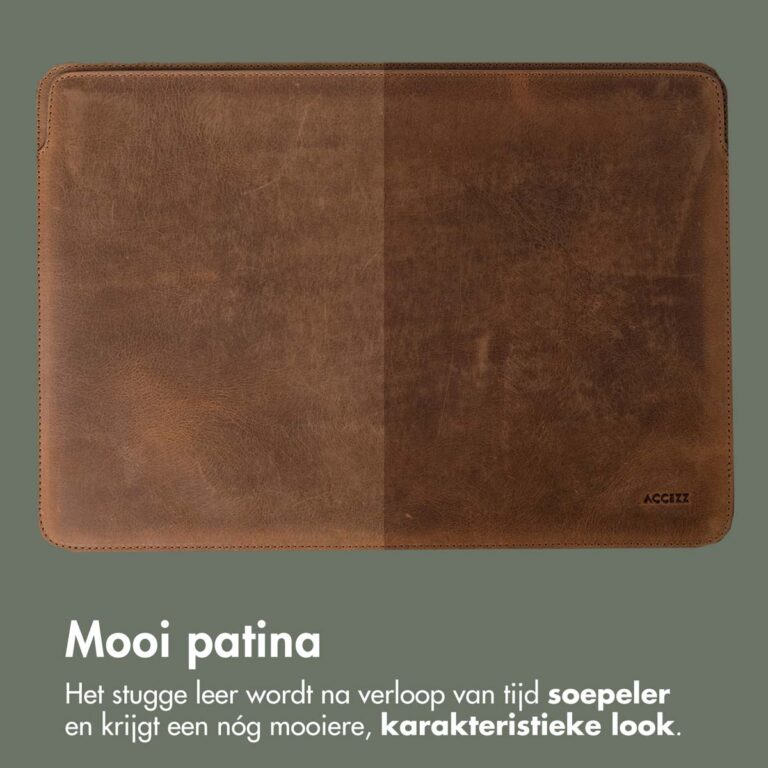 Accezz Leather Laptop hoes MacBook 16 inch - Laptopsleeve - Cognac - Afbeelding 8
