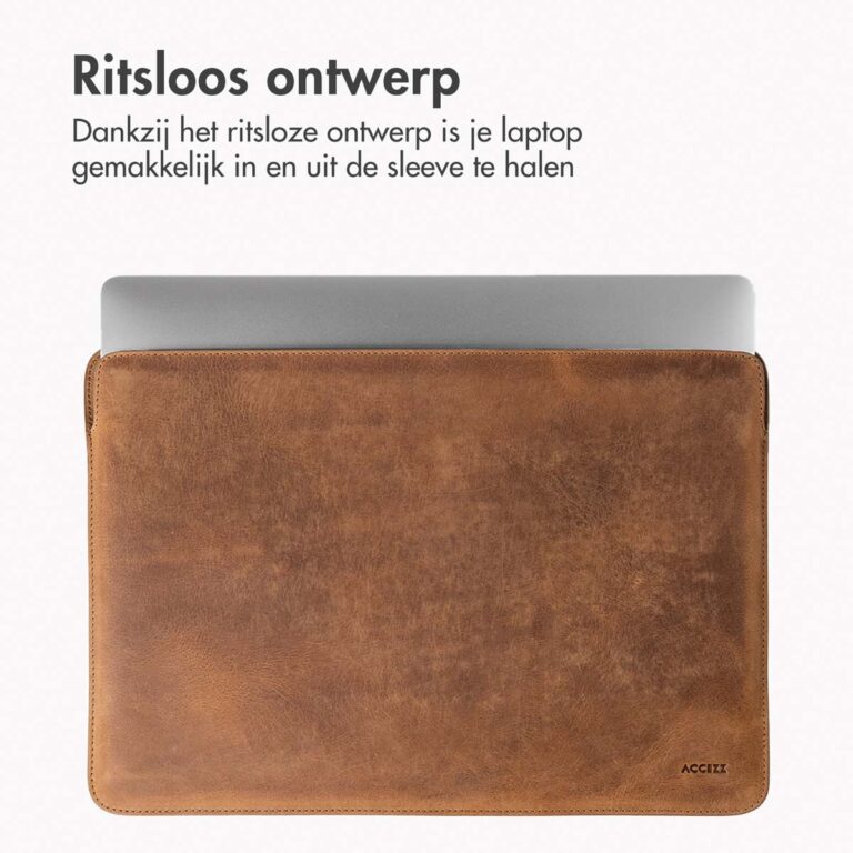 Accezz Leather Laptop hoes MacBook 16 inch - Laptopsleeve - Cognac - Afbeelding 7