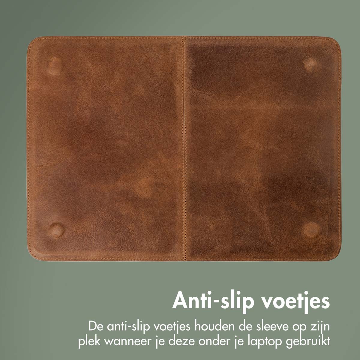 Accezz Leather Laptop hoes Apple MacBook 16 inch - Laptopsleeve - Cognac - Afbeelding 6