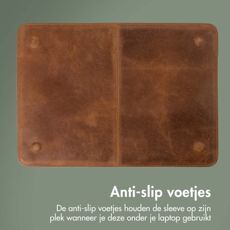 Accezz Leather Laptop hoes MacBook 16 inch - Laptopsleeve - Cognac - Afbeelding 6