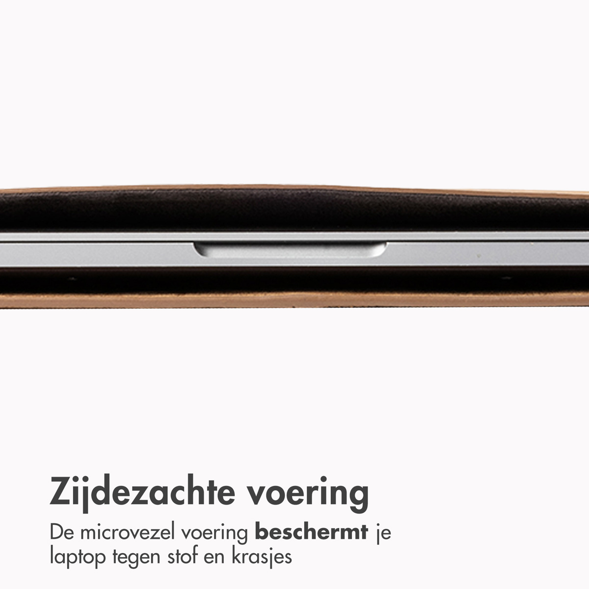 Accezz Leather Laptop hoes Apple MacBook 16 inch - Laptopsleeve - Cognac - Afbeelding 5
