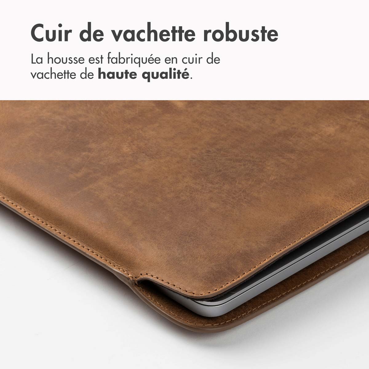 Accezz Leather Laptop hoes Apple MacBook 13 inch - Laptopsleeve - Cognac - Afbeelding 6