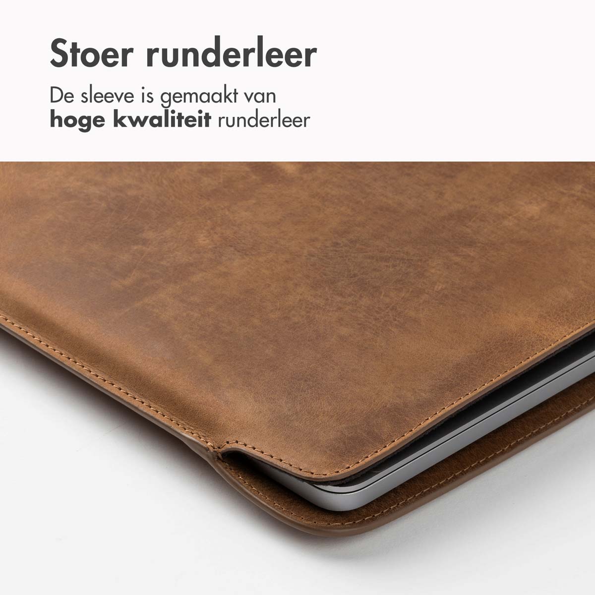 Accezz Leather Laptop hoes Apple MacBook 13 inch - Laptopsleeve - Cognac - Afbeelding 4