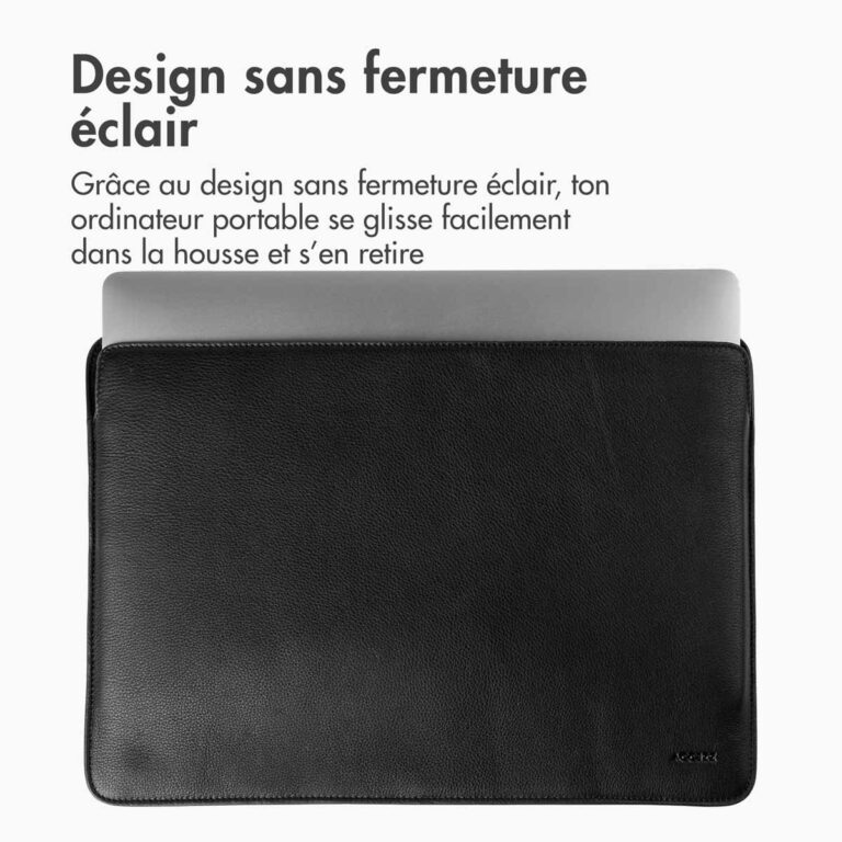 Accezz Leather Laptop hoes MacBook 16 inch - Laptopsleeve - Zwart - Afbeelding 2