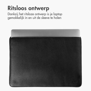 Accezz Leather Laptop hoes MacBook 16 inch - Laptopsleeve - Zwart