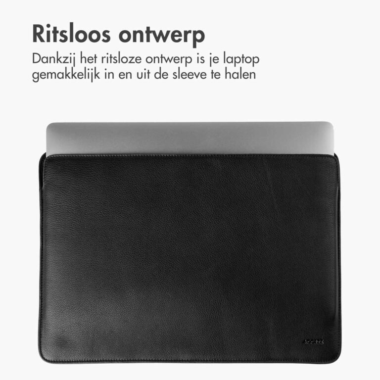 Accezz Leather Laptop hoes MacBook 16 inch - Laptopsleeve - Zwart