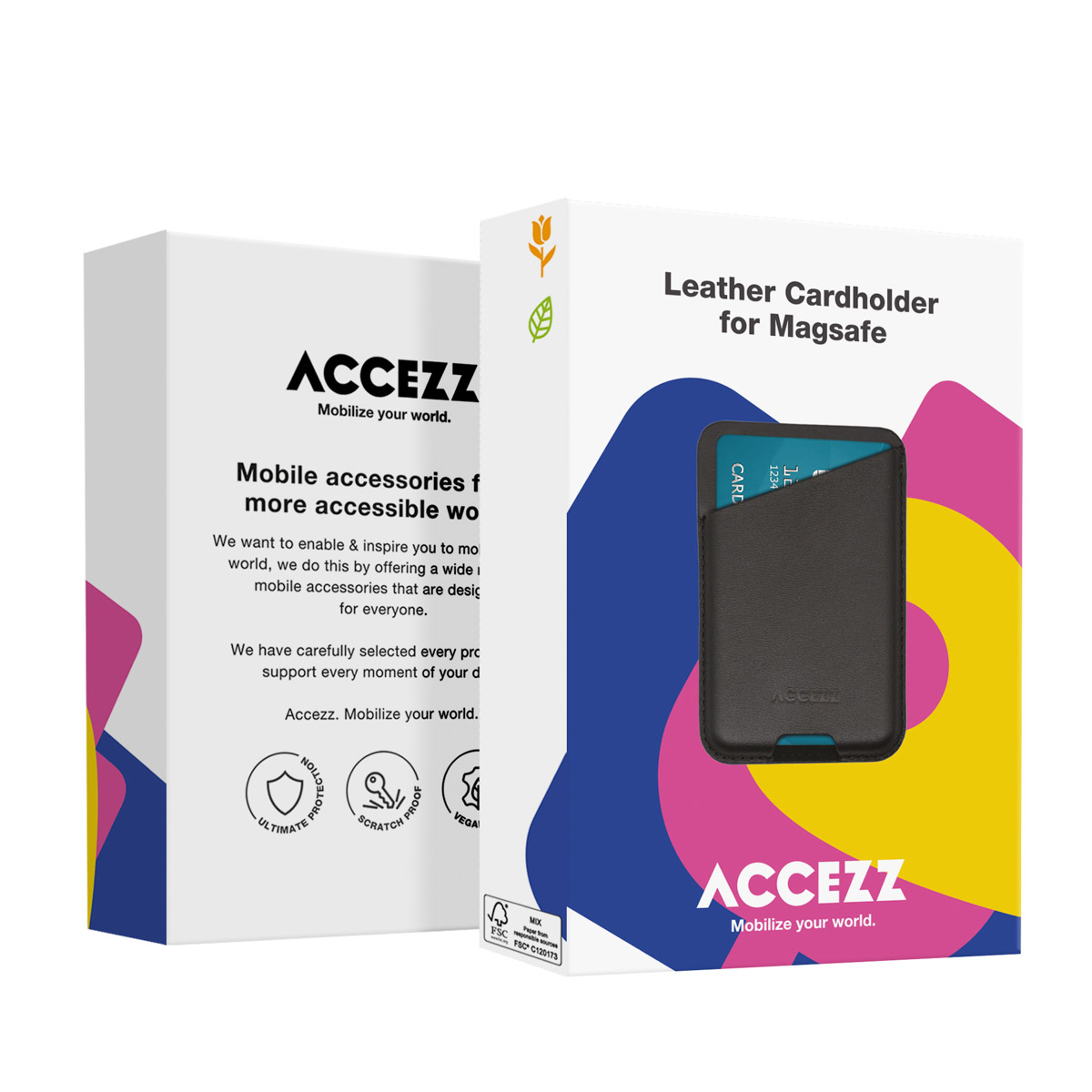 Accezz Leren Kaarthouder - Geschikt voor MagSafe en Qi2 - Light Grey - Afbeelding 2