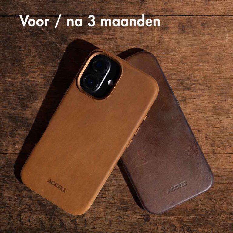 Accezz Vintage Leather MagSafe Backcover Apple iPhone 16 Pro Max - Tabacco Cognac - Afbeelding 4