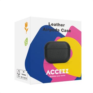 Accezz Echt Leren Case Apple AirPods 1 / 2 - Zwart