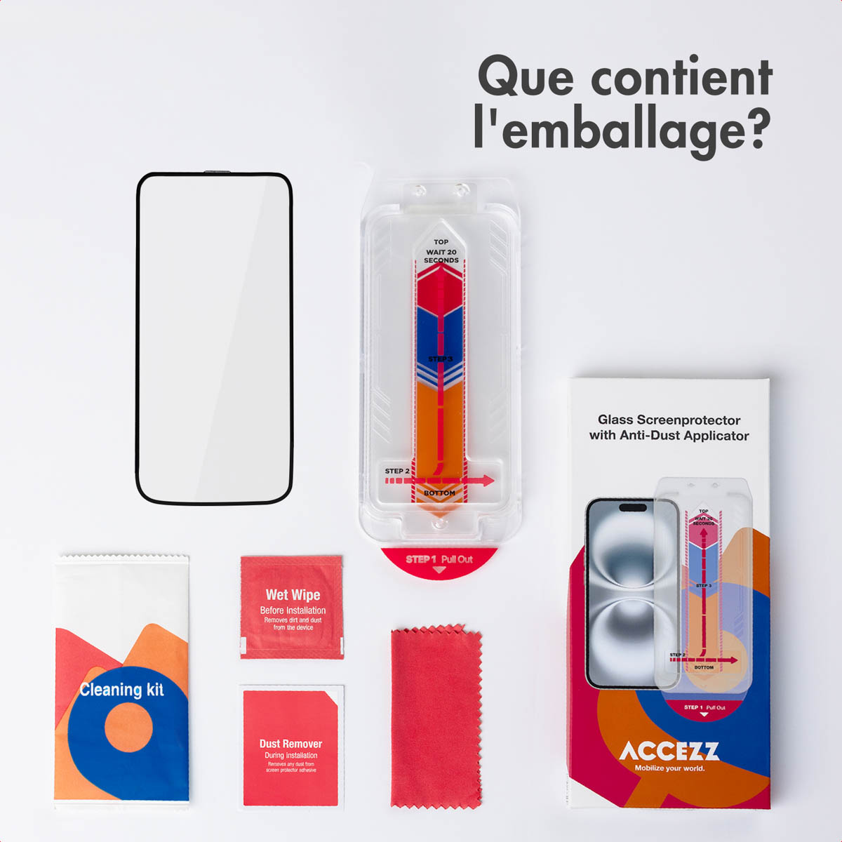 Accezz Gehard Glas Screenprotector + Applicator Apple iPhone 15 Pro Max - Afbeelding 6