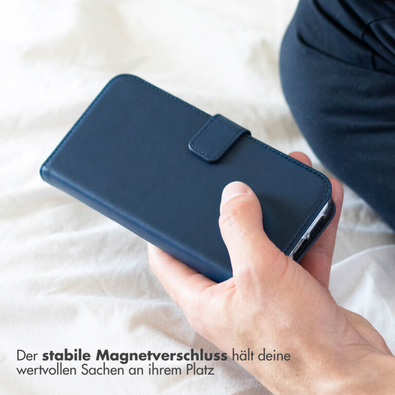 Selencia Echt Lederen Bookcase Apple iPhone 16e - Blauw / Blue - Afbeelding 10