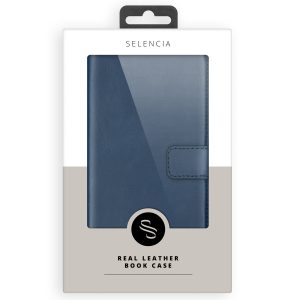 Selencia Echt Leren Bookcase iPhone Xr - Blauw