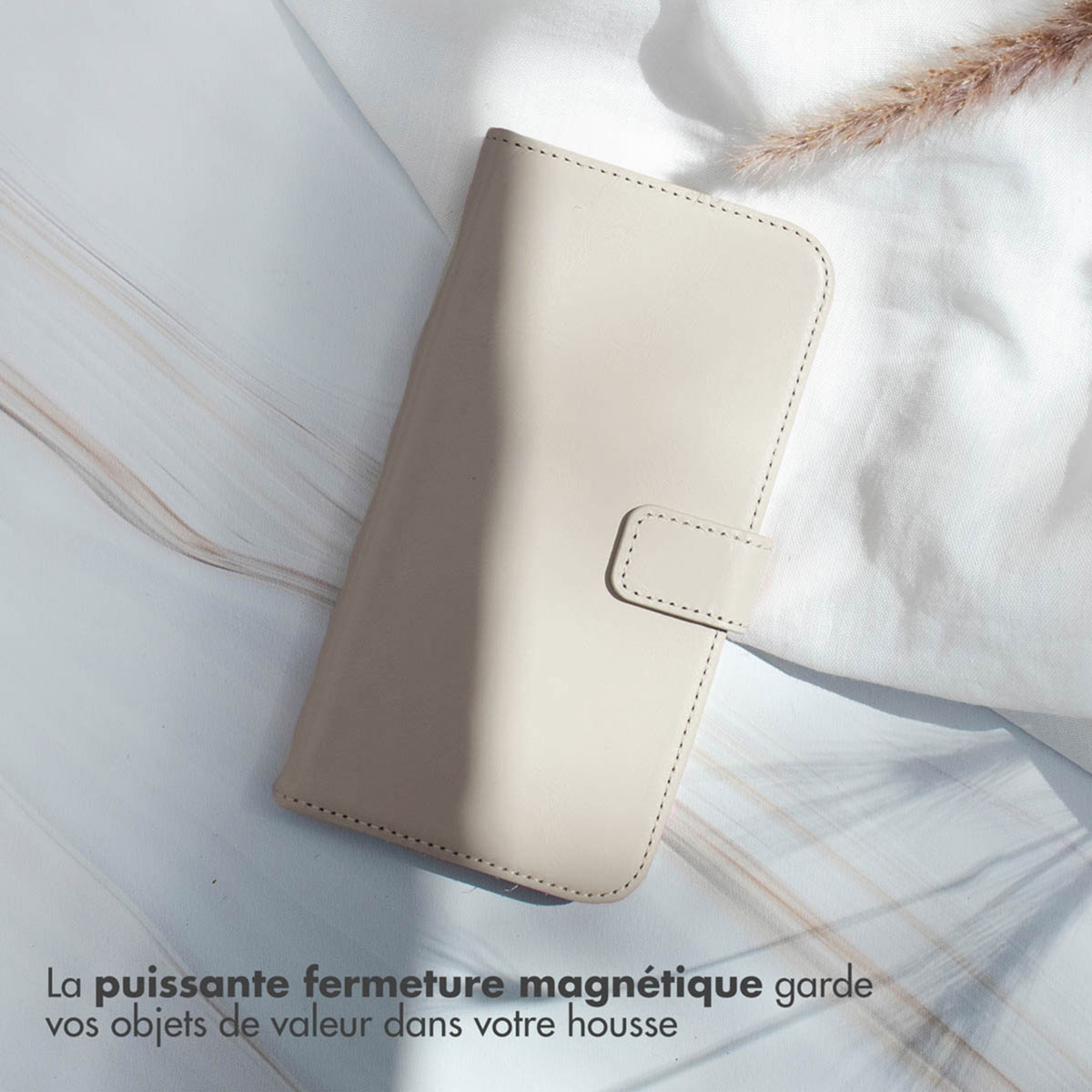 Selencia Echt Leren Bookcase Samsung Galaxy A13 (5G) / A04s - Greige - Afbeelding 7